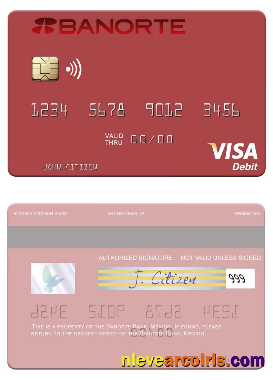 Mexico Banorte Bank visa debit card